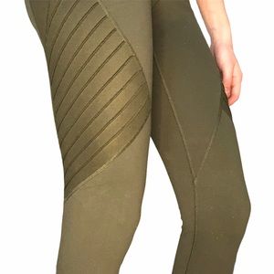 Army Green Ribbed Leggings